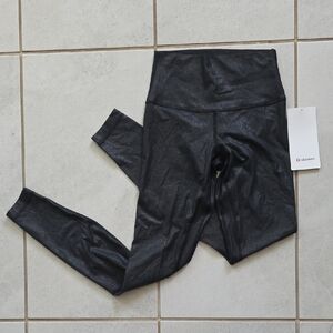 NWT Lululemon Align High-Rise Ribbed Shine Leggings Black Size 4